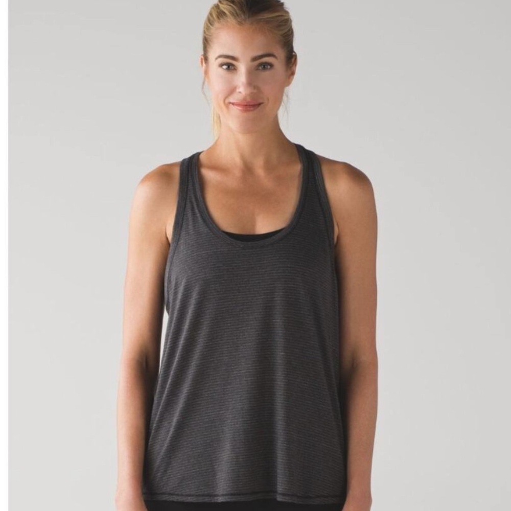Women's Lululemon Heathered Black Tie It Up Singlet Tie Back Tank Top - Size 2